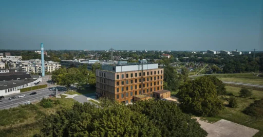 Luftbild vom Gebäude tecHHub