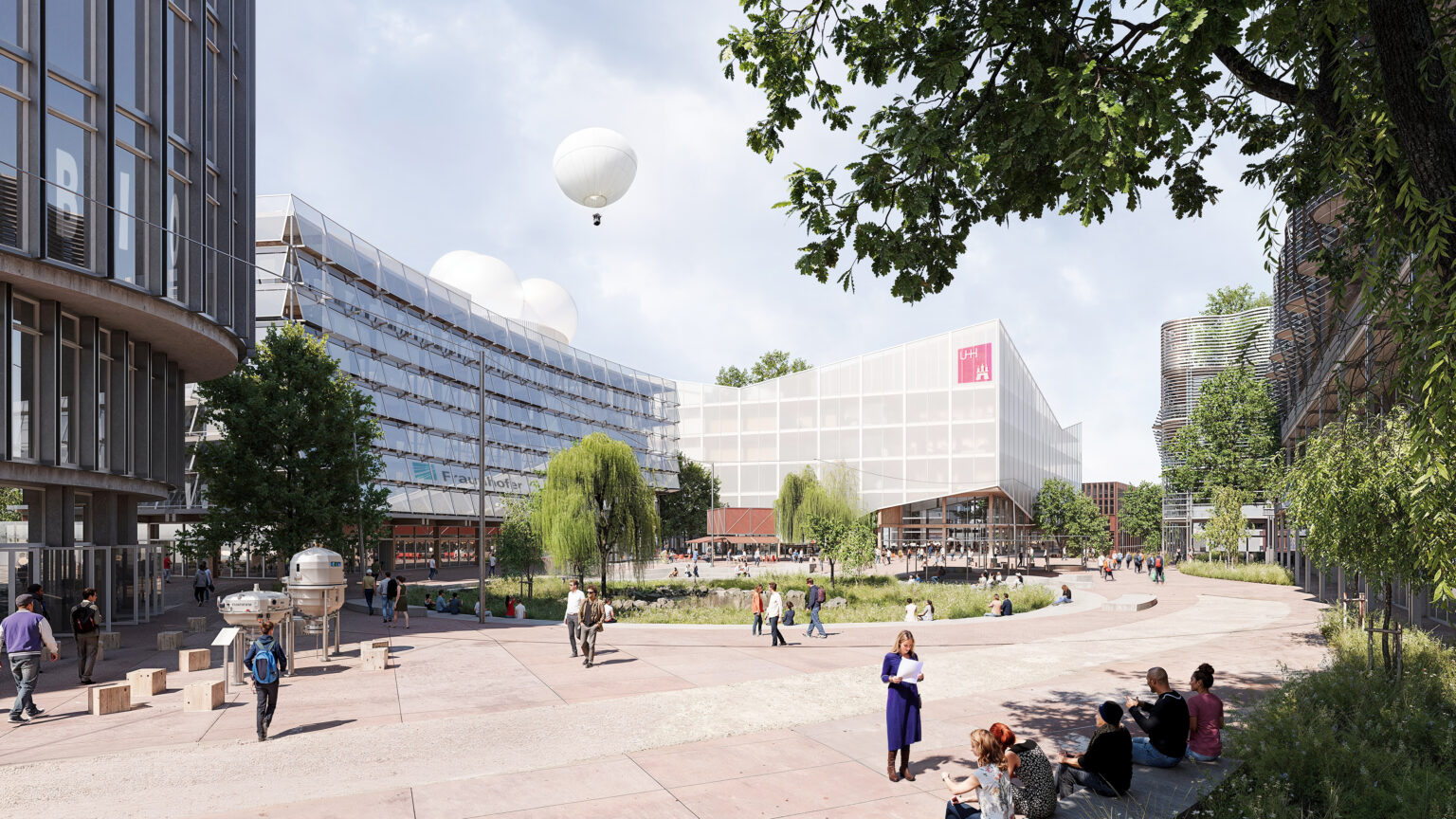 Visualization: Quarters at Volkspark. Students on the campus of the University of Hamburg.